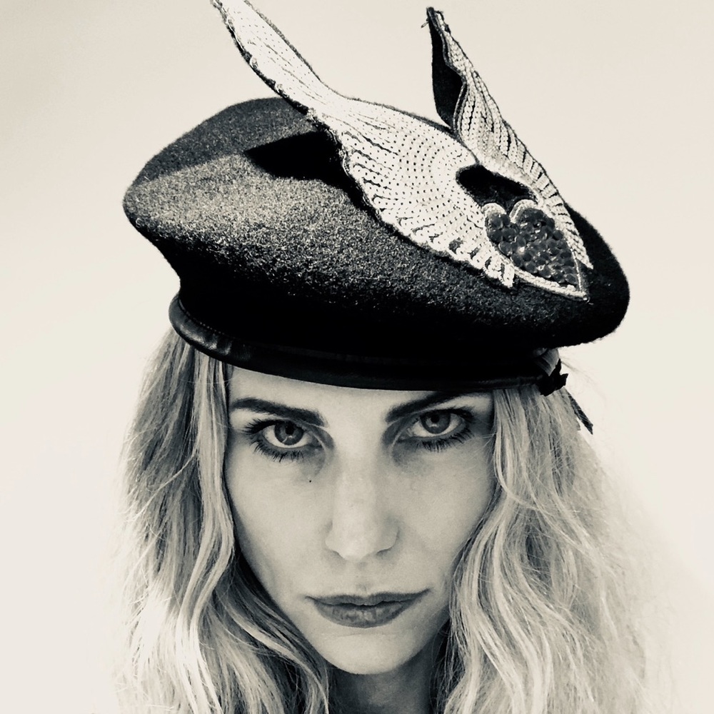 Victoria Grant Black Felt Winged Beret.